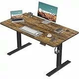 TRIUMPHKEY Höhenverstellbarer Schreibtisch 110 x 60 cm, Schreibtisch Höhenverstellbar Elektrisch, Ergonomischer Steh-Sitz Tisch Computertisch für Home Office, Braun