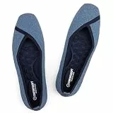 Frank Mully Damen Flache Schuhe mit quadratischer Zehenpartie, Bequeme Flache Strickschuhe, Arbeitsschuhe für Damen, Blau, 41 EU