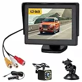 Hikity Rückfahrkamera Auto mit LCD Monitor 4.3 Zoll Rückfahrkamera Kit Nachtsicht IP66 Wasserdicht mit 33FT Kabel Verkabelte Kamera für RV SUV Pickups LKW