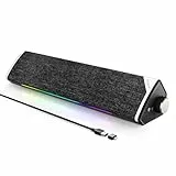 SOULION R60 PC Lautsprecher USB Bluetooth Soundbar für Laptop, Monitor, Gaming, USB-betrieben Typ C, LED Computer Boxen mit 3.5mm Klinke