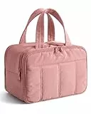 BAGSMART kulturbeutel Damen, Reise Kosmetiktasche Groß Kulturtasche zum Aufhängen für Frauen, Makeup Taschen Organizer mit Griff für Reisen, wasserdichte Waschtasche, Dunkelrosa