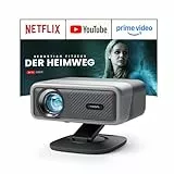 Smart Beamer 4K【Netflix-Fähig & Dolby Audio】VISSPL 3500 ANSI Video Projektor,Autofokus&Trapezkorrektur,1080P Full HD WiFi6 Bluetooth Heimkino/Outdoor Beamer mit 360°-Halter für Handy【Upgrade Version 】