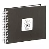 Hama Fotoalbum 24x17 cm (Spiral-Album mit 50 weißen Seiten, Fotobuch mit Pergamin-Trennblättern, Album zum Einkleben und Selbstgestalten) schwarz