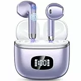 Bluetooth Kopfhörer, Kopfhörer Kabellos Bluetooth 5.3 mit 4 ENC Noise Cancelling Mic, kopfhörer kabellos HiFi Stereo, LED-Anzeige, 40 std Spielzeit, USB-C, In Ear Ohrhörer für Arbeit Spiel Sport, Lila