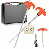 YAOBLUESEA 24Pcs Schraubheringe Zelt-Heringe aus Stahl Camping Zeltheringe Set mit Aufbewahrungsbox 25CM Heringe Erdnägel Stabil Mit Camping Heringe Zieher Sechskantbohrer für harten Boden Wald Gras