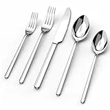 HIKAA Besteck Set 12 Personen, 60 Teiliges Bestecksets, 18/10 Edelstahl Essbesteck Spiegelpoliert, Cutlery Set Spülmaschinenfest für Zuhause, Restaurant, Hochzeit, Party, (Silber）