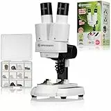 Bresser Junior Stereo 3D Mikroskop ICD-Pro mit 20x und 50x Vergrößerung für Kinder und Erwachsene für die Beobachtung von Steinen, Münzen, Insekten und vielem mehr, 20x / 50x