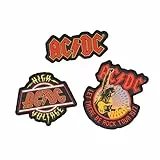 Grupo Erik Patches zum Aufbügeln Bügelbilder für Textilien AC/DC Set 3 Bügelflicken Aufnäher Erwachsene AC DC Merch