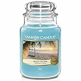Yankee Candle Duftkerze im Glas (groß), Beach Escape, Kerze mit langer Brenndauer bis zu 150 Stunden, optimale Geschenke für Frauen