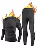 NOOYME Thermounterwäsche Herren Atmungsaktiv Thermoaktiv Funktionswäsche Funktionsunterwäsche Set Flexibel Skiunterwäsche Warme Unterwäsche für zu Hause Winter