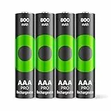 GP ReCyko PRO AAA Akku 800mAh NiMH, 1,2V, 4 Stück wiederaufladbare Batterien AAA, entwickelt für optimale Leistung bei stromintensiven Geräten, bis zu 1500 Ladezyklen
