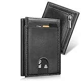 UNOSEKS Portmonee Herren - Geldbörse mit RFID Schutz, Tri-fold Mini Geldbörse, Kreditkartenetui, Slim Wallet mit Münzfach, 1 ID & 4 Card Cases (Schwarz)