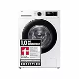 Samsung Waschmaschine, 9 kg, 1.400 U/min, EEK: A, Mikroplastik-Programm, Ecobubble, 14 Programme, WiFi SmartControl, Weiß/Schwarz, WW9ECGC04AAEEG