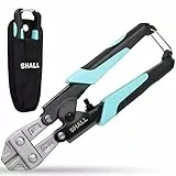 SHALL Mini-Bolzenschneider, 210mm/8-Zoll Heavy Duty Drahtschneider, zweifarbiger ergonomischer Griff, Sicherheitsschloss, Effizientere Hebel mit einstellbarer Öffnung, Gürteltasche enthalten