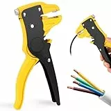Abisolierzange und Schneidzange, 2-in-1 Abisolierwerkzeug, Verstellbares Wire Stripper (0,2 mm² - 6,0 mm²), Automatische Abisolierzange für Drähte und Kabel, Elektronische und Kfz-Reparatur (Gelb)
