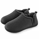Snug Leaves Men's Fuzzy Faux Wool Memory Foam Slippers Non-Slip indoor Faux Sherpa Slippers with Double-Sided Elastic Inserts Hellgrau,44/45 EU