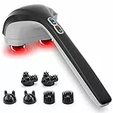 Snailax Kabelloses Handmassagegerät mit Wärme, Tiefengewebe-Percussion-Massagegerät für Nacken, Rücken, Schulter, Wade, Beine, 3 Sets von zwei schwenkbaren Köpfen, Geschenke für Damen, Herren