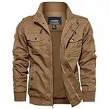 EKLENTSON Herrenjacke Outdoor Bomberjacke Baumwolle Übergangsjacke Herbst Piloten Windbreaker Coat (XXL, Khaki)