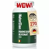 Magnesium Glycinat Hochdosiert Kapseln - 270 Kapseln, 300mg Magnesium pro Tagesdosis, Vegan, Premium: Chelatiertes Magnesiumbisglycinat, hochdosiert