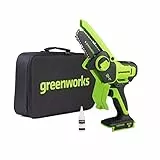 Greenworks 24V Mini-Kettensäge 4-Zoll (10 cm) kabellose Akku-Kettensäge ohne Akku und Ladegerät, 7,8 m/s Kettengeschwindigkeit Elektro-Kettensäge für Baumzweige, Gartenarbeiten, Hof und Haushalt.