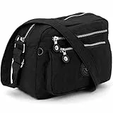ekavale - Kleine Schultertasche aus Wasserabweisendes Nylon – Handtasche für Damen & Mädchen - Crossbody Bag - Leichte Umhängetasche (Schwarz)