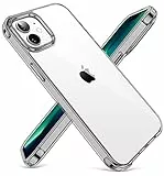 CANSHN Clear für iPhone 12 Hülle/iPhone 12 Pro Hülle [Militärischer Fallschutz] [Nicht Vergilbend] Durchsichtig Stoßfeste Hard PC Back Weich Silikon Bumper Case Handyhülle iPhone 12/12 Pro - Schwarz