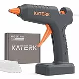 Katerk Heißklebepistole Akku 12V Kabellos mit 10 Heißklebe Stiften 11mm, Schnelle Klebstoffabgabe, Anti-Tropf-Düse für Bastelarbeiten, Reparaturen und Geschenke
