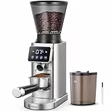 AMZCHEF Kaffeemühle Elektrisch mit 48 Mahlgraden, Antistatik-System, Touchpanel，300g Bohnenbehälter, Edelstahlgehäuse, Kegelmahlwerk für Espresso, Filterkaffee