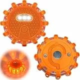 LED Warnleuchte Auto, Rundumleuchte Akku LED Warnblinkleuchte mit Magnetfuß,Haken,Warnleuchte 9 Blinkmodi,Notbeleuchtung Warnlampe Panne für Camping Bergsteigen Wandern Auto Pkw LKW Booten (2 Stück)