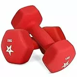 Yes4All YJ9U Hex Neopren Hanteln Set Gewichte für Krafttraining Yoga Pilate - Kurzhanteln 2er set, Dumbbells Set für Frauen Männer, 5 kg hanteln 2 er set, rot