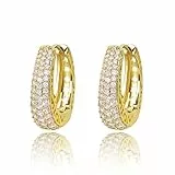 Ohrringe Damen Gold Farbe Mädchen Modische Leichte Ohrringe Creolen Hypoallergene 18K Huggie Vergoldet Damen Modeschmuck für Frauen und Mädchen (Gold O)