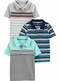 Simple Joys by Carter's Jungen 3-Pack Short Sleeve Polo Poloshirt, Grau/Marineblau Streifen/Minzgrün, 4-5 Jahre (3er Pack)