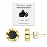 Schwarzer Onyx Ohrring für Damen Silber 925 14K Gold vergoldet, AAA-Edelstein Ohrstecker für Frauen, Spirituelles Schutz Geschenk mit Karte, hypoallergen und nickelfrei