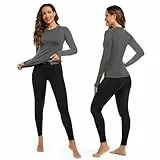 Leeboom Thermounterwäsche Damen Atmungsaktiv Funktionsunterwäsche Warm und Flexibel Skiunterwäsche Set mit Innenfleece für zu Hause und Wintersport