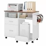 YITAHOME Mobiler Aktenschrank mit abnehmbarem Boden & Hängestange, Aktenaufbewahrung Organizer mit 10 Rollen, Aktenschrank für Home Office, Weiß