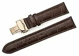 iStrap Leder-Uhrenarmband – Kalbsleder-Ersatzarmband mit Alligator-Prägung, Edelstahl-Faltschnalle mit Druckknöpfen, Armband für Herren und Damen, 18 mm, 19 mm, 20 mm, 21 mm, 22 mm, 24 mm,