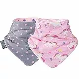 Cheeky Chompers CC372 Neckerbib - Unicorn Love & Polka Dot Pink, Rosa