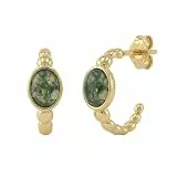 NOELANI - Damen Ohrringe 925 Silber - Vergoldet/Golden - mit Achat - Creole - NOE-E0033