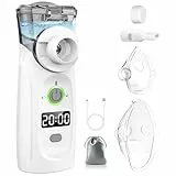 MILFECH Inhalationsgerät tragbar Vernebler Set Mit USB Wiederaufladbar, Timer und Display, inhalator verneble Masken und Mundstück für Kinder und Erwachsene (Schwarz)