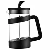 Café Olé VMP-06F Style Kaffeebereiter aus hochwertigem Kunststoff und hitzbeständigem Glas – Schwarz, Tamper aus Edelstahl, 600ML, Für 5 Mokktassen geeignet, tropffreies Gieβen, 600 milliliters