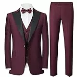 Sliktaa Herren Business Bankett Gentleman EIN-Knopf-Smoking-Anzug Dreiteiliges Kostüm Rot S