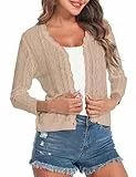 Gyabnw Damen Strickjacke kurz 3/4 Ärmel Festliche Bolerojacke Elegant Cardigan Sommer Casual Outerwear
