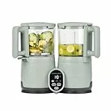 Babymoov Nutribaby Glass Green Celadon - Babynahrungszubereiter aus Glas und Edelstahl, 4-in-1: Dampfgaren, Mixen, Aufwärmen, Erwärmen, 1900 ml Fassungsvermögen