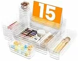 A-LuGei 𝟭𝟱 𝗦𝘁ü𝗰𝗸𝗲 Schubladen Organizer mit 4 Größen, Schminktisch Schublade Make Up, Ordnungssystem Einsetzbar für kosmetik, Küchen, Badezimmer, Büro, Schreibtisch,Werkzeug