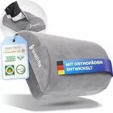 Healthfix Fußstütze Schreibtisch ergonomisch höhenverstellbar, warme Füße dank Fußtasche, Fußablage für Büro und Homeoffice (Grau)