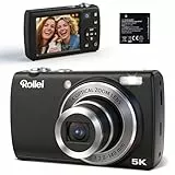 Rollei Powerflex Compact Digitalkamera 64MP 5K Fotoapparat mit Dual Lens 5X Optischer Zoom AutoFocus Fotokamera mit 2,8“ Touch-Display Tragbar Kompaktkamera Schwarz, Digital-Kamera-Fotoapparat-Camera