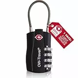 OW-Travel Kabelschloss 4 Stellig Zahlenschloss Kofferschloss Vorhängeschloss Gepäckschloss Sicherheitsschloss TSA Lock Cable USA Schloss Zahlencode für Reisekoffer Spind Rucksack Luggage:1 Schwarz