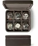 TAWBURY Leder-Uhrenbox mit 6 Fächern – Elegante und sichere Aufbewahrung für Ihre Uhren (Braun)