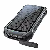 Boompods Neutron Solar-Powerbank 10000mAh - tragbares Ladegerät mit Solarpanel & LED-Taschenlampe, IPX4 wasserdichte Outdoor Akkubank mit 2 USB-Anschlüssen für Handy, Tablets und Camping, Schwarz