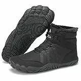 Mishansha Barfußschuhe Winter Warme Winterschuhe Damen Herren Rutschfest Barfussschuhe Unisex Outdoor Zero-Drop Breite Zehenbox Schwarzkohle 40 EU